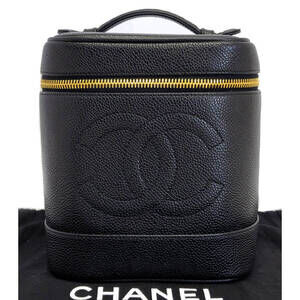 Chanel Caviar Skin Vanity Cosmetic Clutch Handbag Black